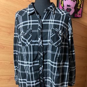 Torrid Black & White Plaid Button Down